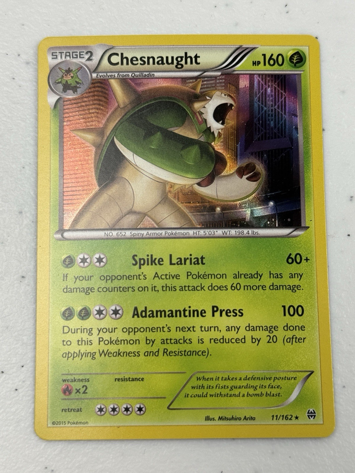 Chesnaught 11/162 XY Breakthrough (2015) Holo Rare Card Pokemon TCG NM