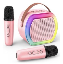 Mini Karaoke Machine with 2 Wireless Microphones, Home Sing Gift for Kids Adults