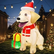 5FT Christmas Inflatables Decorations Outdoor Vivid Lab Dog W/ Build-in Bright
