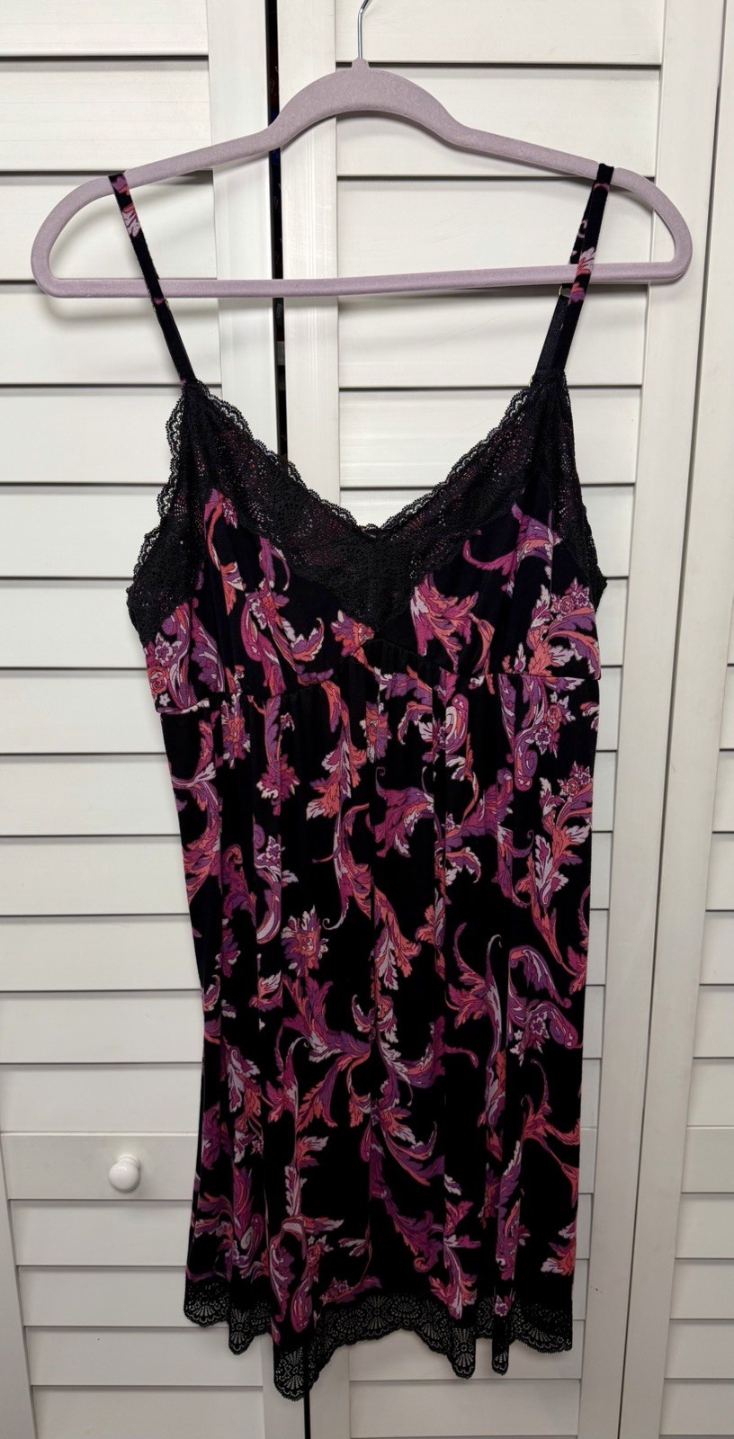 Soma Intimates Cool Nights Floral Lace Trim Chemise Nightgown Women’s Size XL