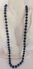 Long Vintage Blue Beads Silk Thread Wrapped Necklace With Gold Tone Spacers 28"  — photo 2