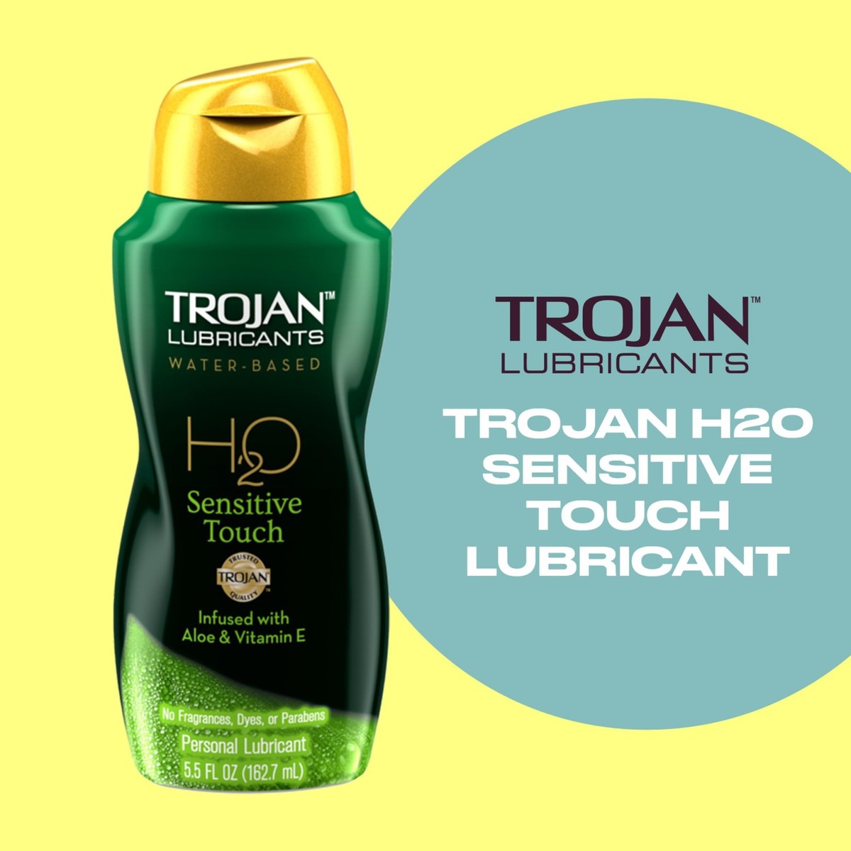 Trojan Lubes Lubricant H2O Sensitive Touch Paraben Free Water based, 5.5 Fl  Oz | eBay