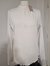 White Long-sleeve Ribbed Top with A Mock Or High Neck Size 10 Brand New Tags