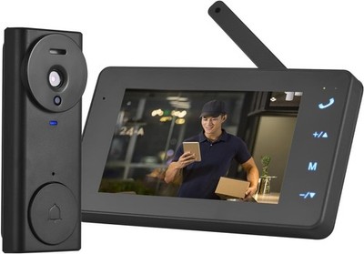 2.4G Wireless Video Doorbell Camera with 4.3'' IPS Monitor, 170° Wide Angle, Nigh