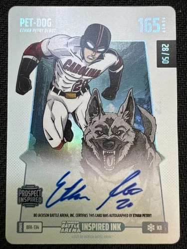 Ethan Petry On Card Auto Rare /50 Pet-Dog Bo Jackson Battle Arena Debut Card