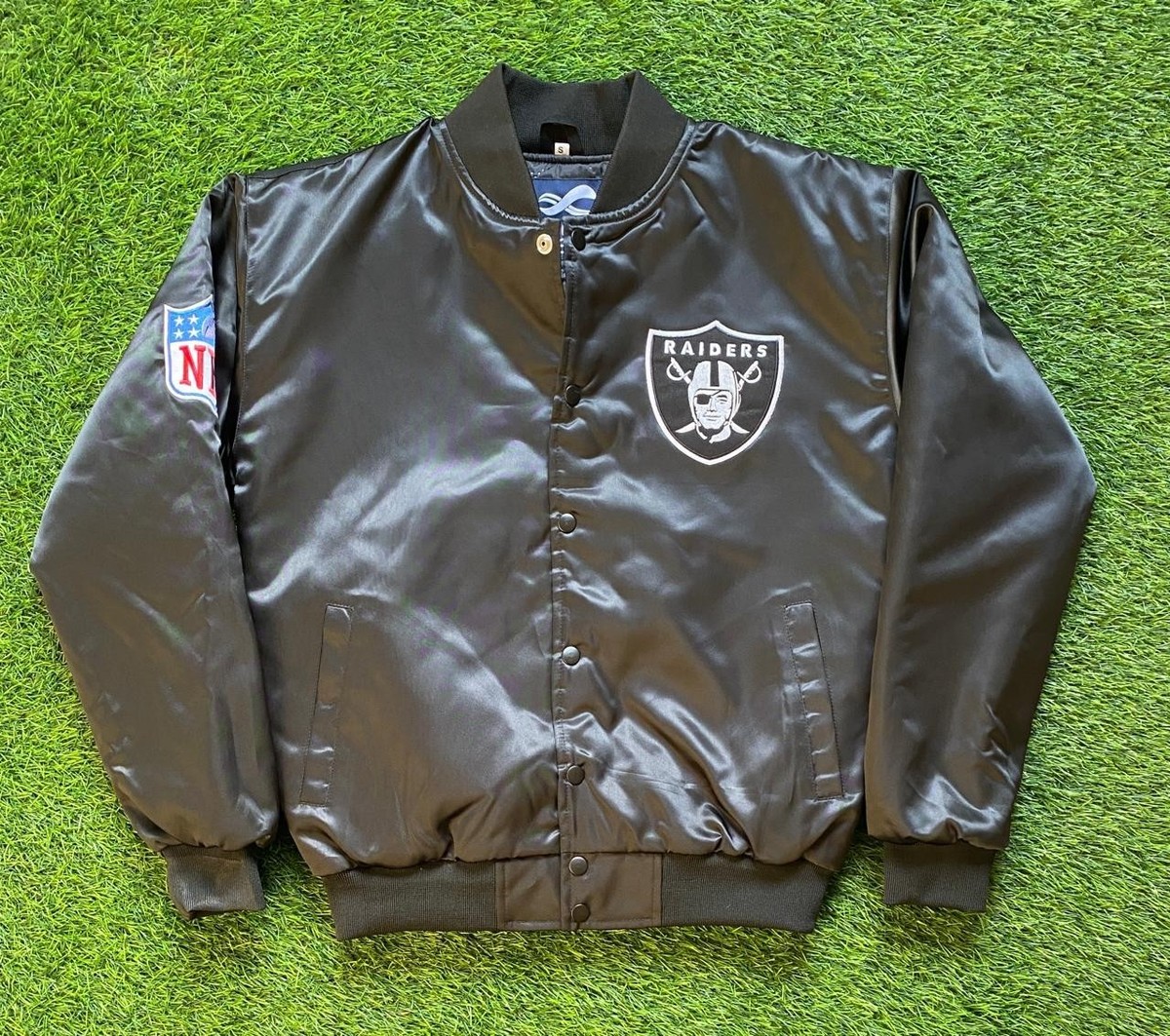 NFL Oakland Raiders Vintage 80's Bomber Satin Varsity Jacket Retro