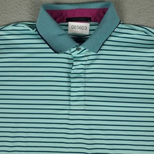 Greyson Polo Shirt Mens Large Turquoise Striped Wolf Golf Casual Short Sleeve