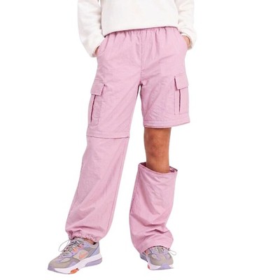 Kids Lightweight Convertible ZipOff Cargo Pants for Girls and Boys Pink