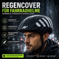 Regencover Raincover Helm&uuml;berzug Fahrradhelm Regenschutz Regenhaube Schwarz