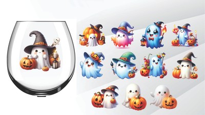 X12 Halloween Geist Design Glas Vinyl Aufkleber Sticker dn153
