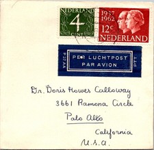 GOLDPATH: Netherlands cover 1962 to USA airmail CV905_P27