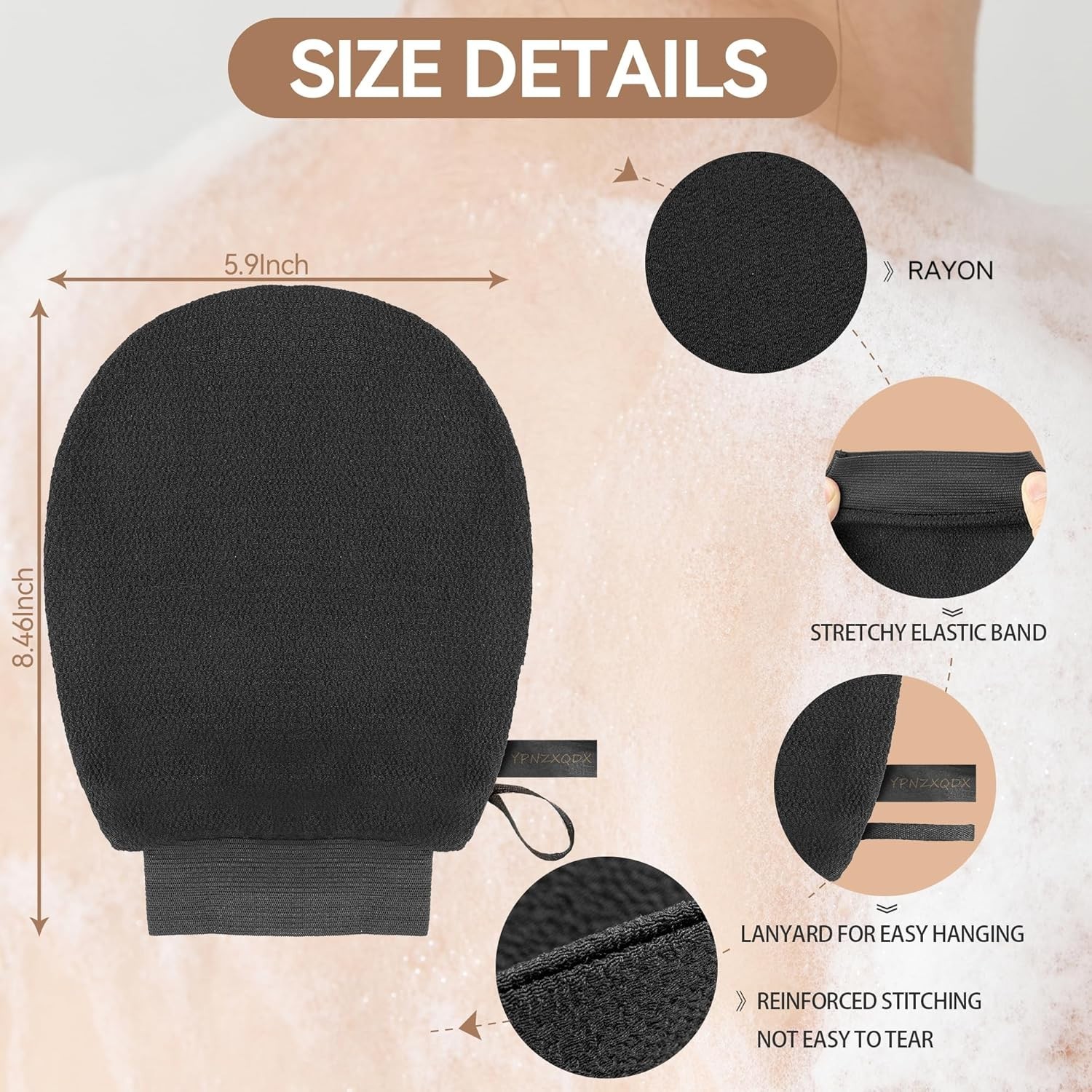 Exfoliating Mitts 2Pcs, Body Scrub Gloves for Bath or Shower, Men's Women's D...