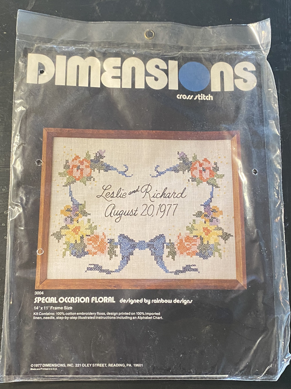 Vintage 70s Floral Cross Stitch Kit - Personalizable Special Occasion Design 3004