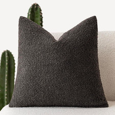 Textured Boucle Throw Pillow Covers Accent 18" x 18" Pack of 1 Dark Coffee