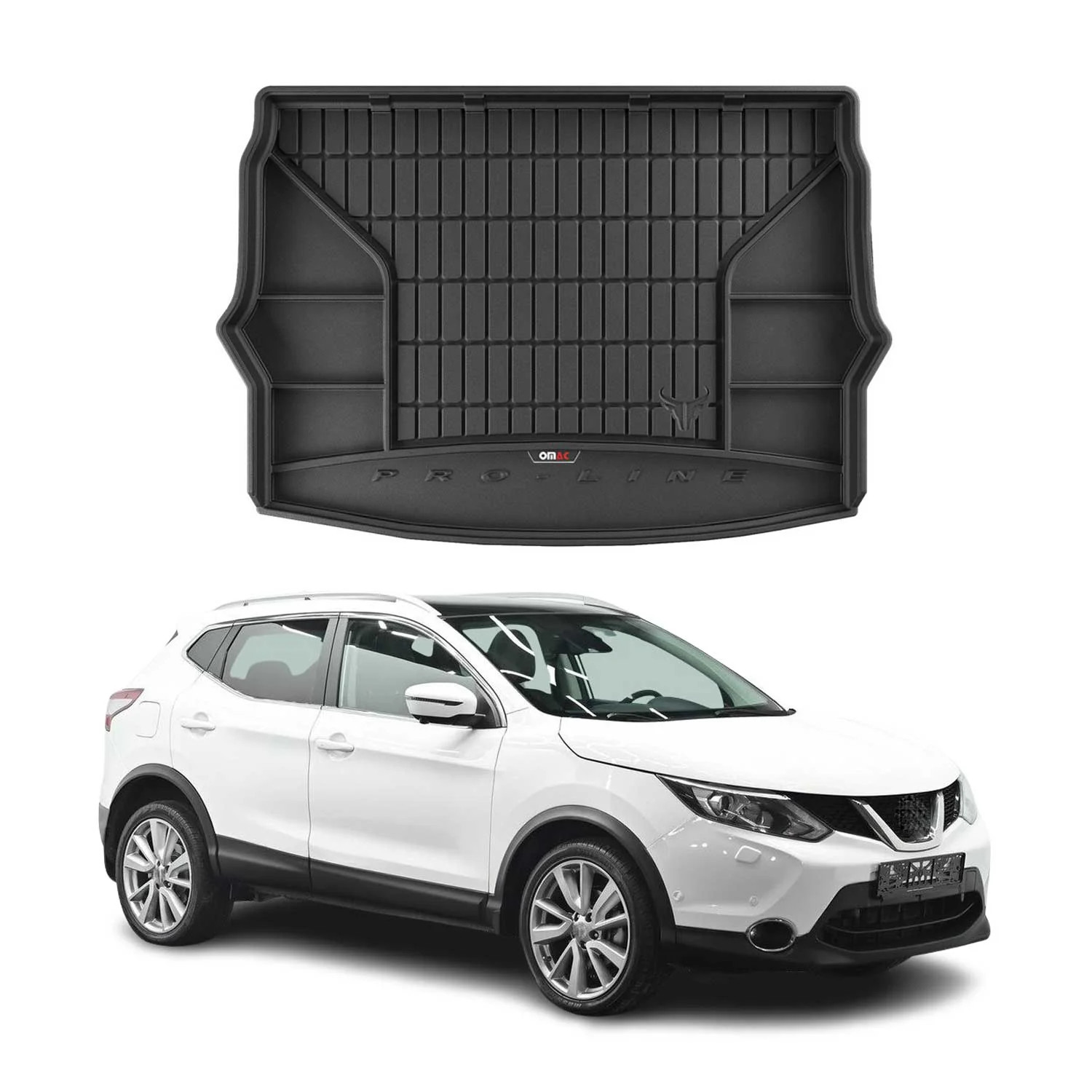 Tapis de coffre voiture caoutchouc Nissan Qashqai J11 2014-2021 noir OMAC
