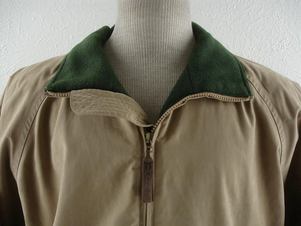 Men's M Orvis Khaki Softshell Fleece Lined Jacket Bomber Hunting Chore Barn Work - Image 2 of 4