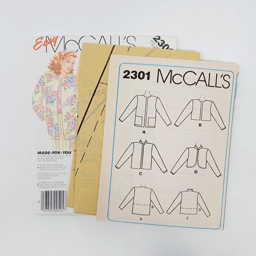 Mccalls 2301 Misses Unlined Jacket Sewing Pattern sz 10 vintage 80's - Picture 3 of 3