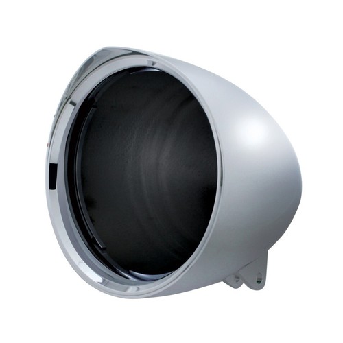 Motorcycle Chrome "Chopper" Headlight w/ Razor Visor Crystal H4 Bulb - Foto 6 di 9