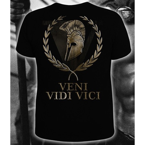 Herren T-Shirt "Vene Vidi Vici" mit Muster unter UV Schwarzlicht leuchtet Neon - Bild 4 von 5