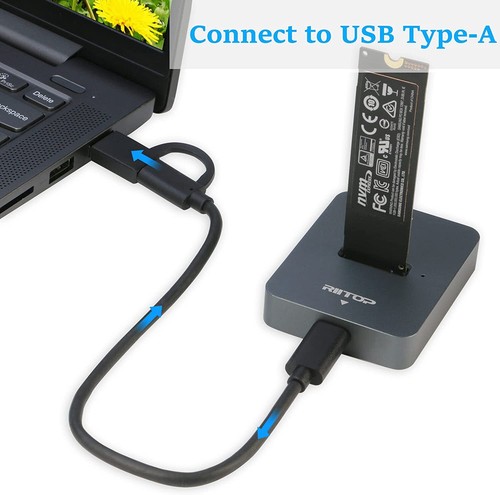 Estación de acoplamiento M.2 a USB, adaptador lector NVMe a USB C para llave M, llave B+M SSD - Imagen 7 de 7