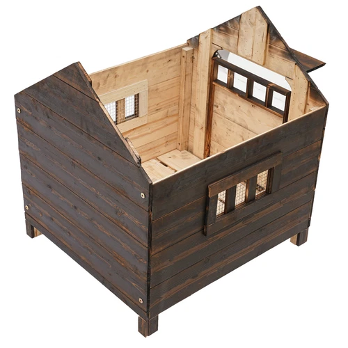 Pet House&Dog House with Window and Door for Dog within 10kg/22.05 lbs Brown New - Picture 16 of 18