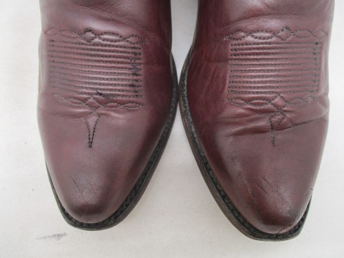 Stivali da cowboy a punta in pelle bordeaux da donna taglia 6 stile M 9101 USA - Foto 3 di 13