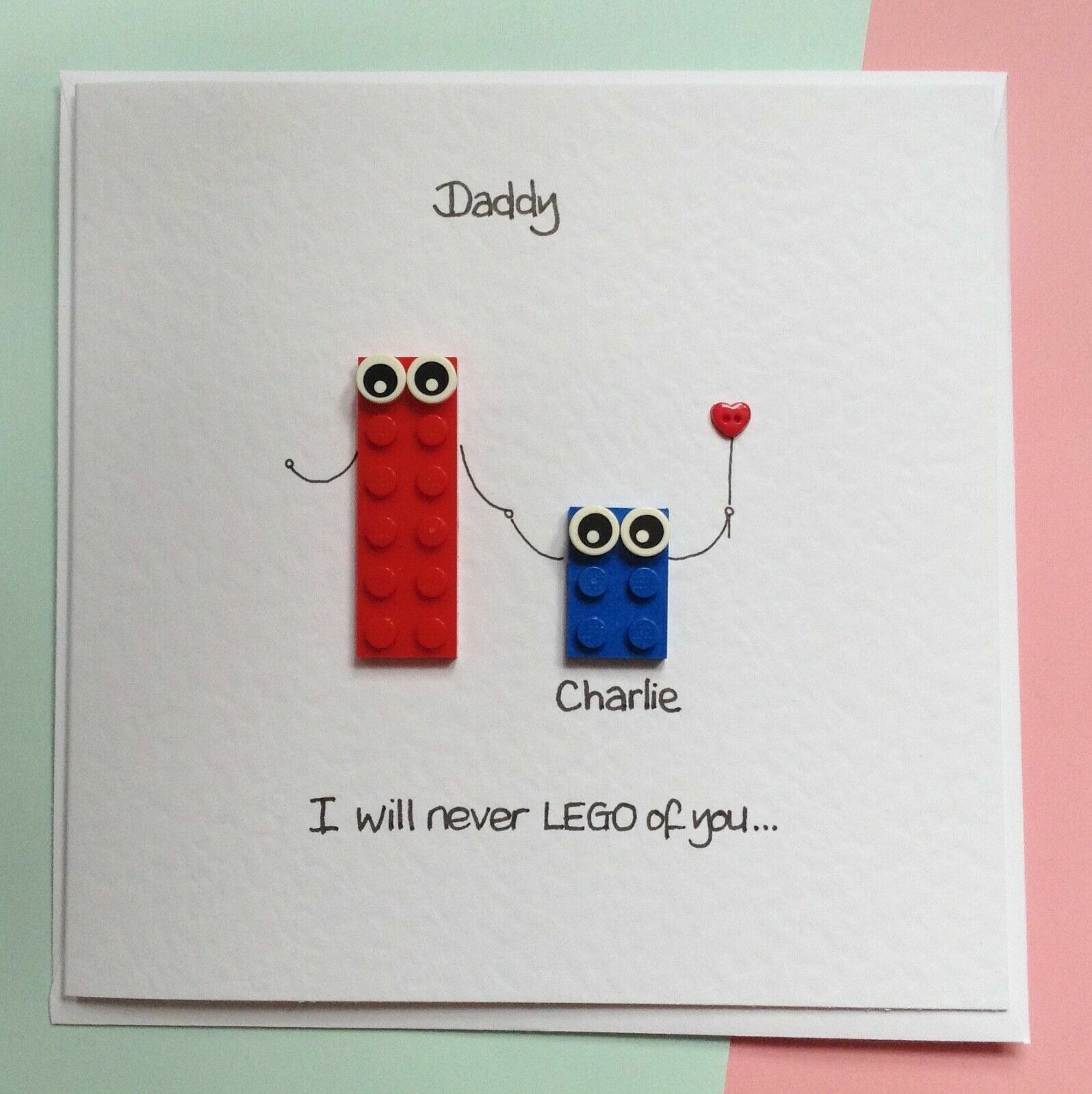 I Love You to Pieces Lego Heart Card for Dad or Daddy 