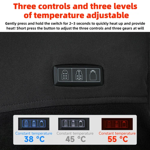 Beheizter Mantel 21 Heizzonen mit 10000mAh Akku Elektroheizung Kapuzenjacke - Bild 36 von 46