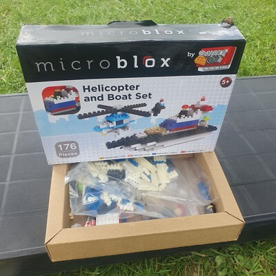 MicroBlox by Block Tech Hubschrauber- und Bootset Neu Kostenlose UK-Lieferung
