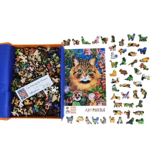 Rompecabezas de madera para adultos de FoxSmartBox - 240 piezas - gato entre flores - Imagen 5 de 8