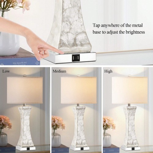 Set Of 2 Touch Control Table Lamps, 28-Inch Tall Coastal White -Lightning Deals - Picture 9 of 15