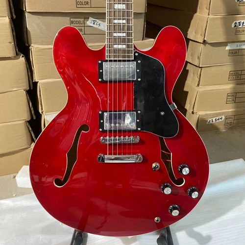 ES 335 Electric Guitar Semi Hollow Body Rosewood Fretboard Transparent Red Color