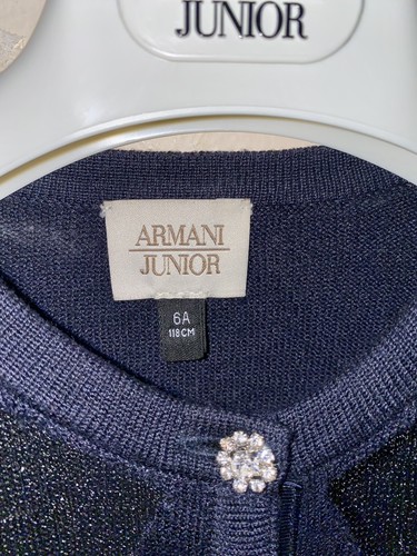 Armani Junior Girls' Cardigan With Mesh Collar Detail Little Kid, Size 6 - Picture 4 of 10