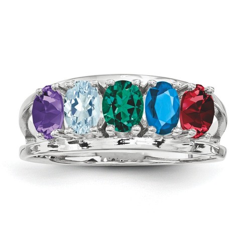 Mother's Jewelry Sterling Silver 1-6 Oval Birthstones Mothers Day Rings gift - Picture 8 of 9