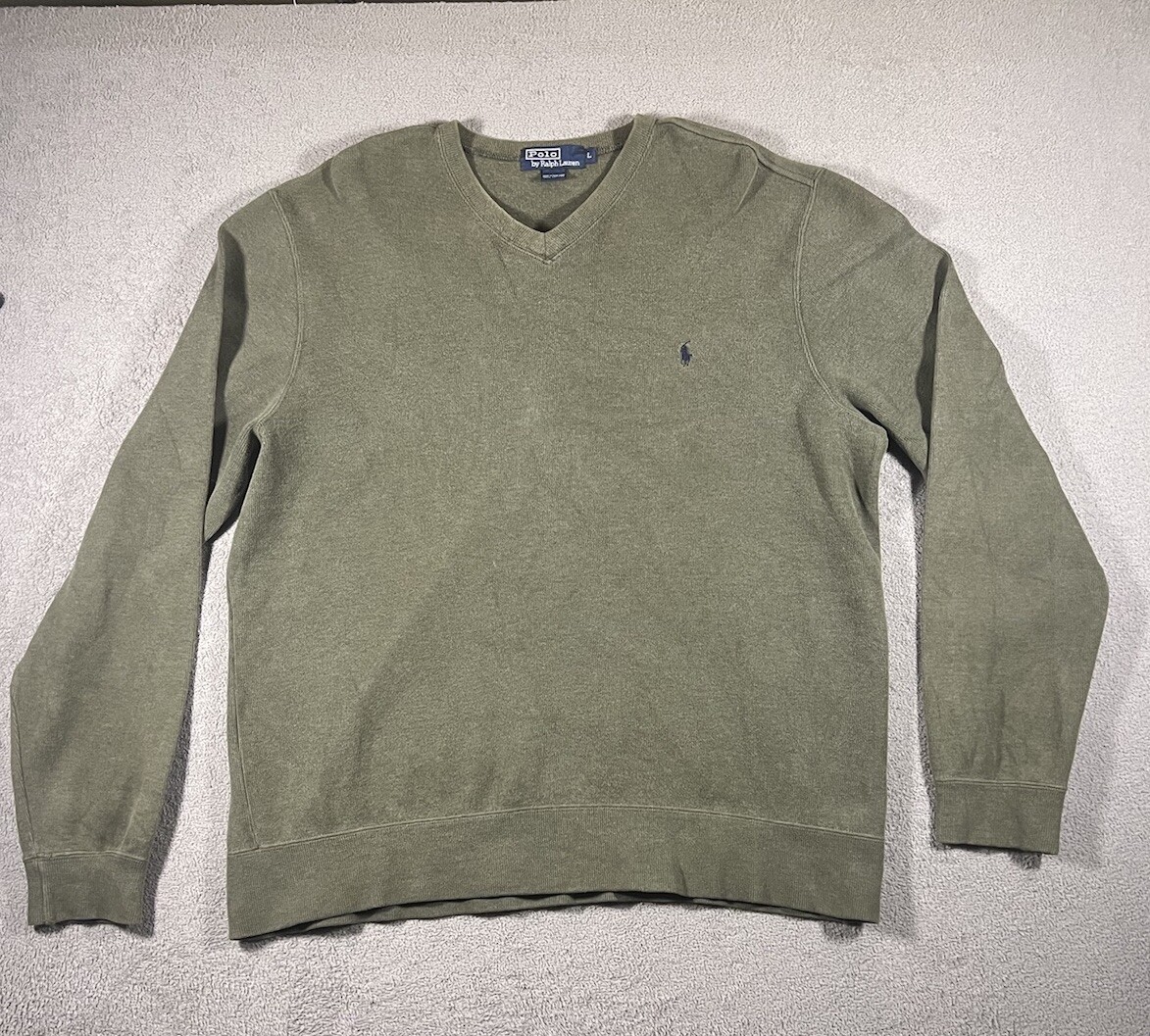 Polo Ralph Lauren Felpa Uomo Large Verde Crew Collo Pony