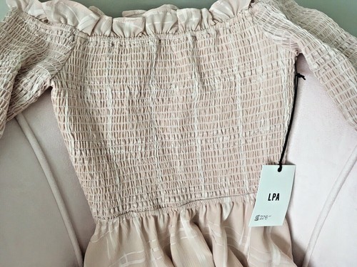 New LPA Pale Pink Stretch Top, 3/4 Bell Sleeve Dress; Size Small; NWT; $228 - Picture 2 of 8