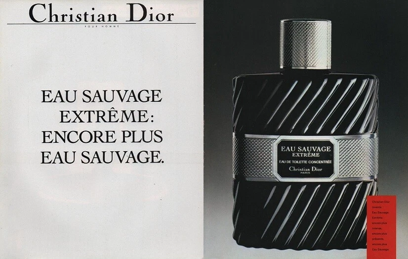 Publicité papier Parfum. Perfume ad. Dior Eau Sauvage 1985 double page