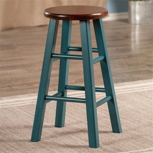 Winsome Wood Ivy model name Stool Rustic Teal/Walnut 13.4x13.4x24.2 - Picture 2 of 6