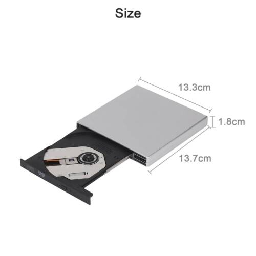External USB DVD ROM CD ROM Drive Rewriter Burner writer for Laptop PC MAC UK - Picture 2 of 12