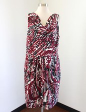 Ann Taylor Red Abstract Print Drape Neck Sheath Dress Size 12 Career Office
