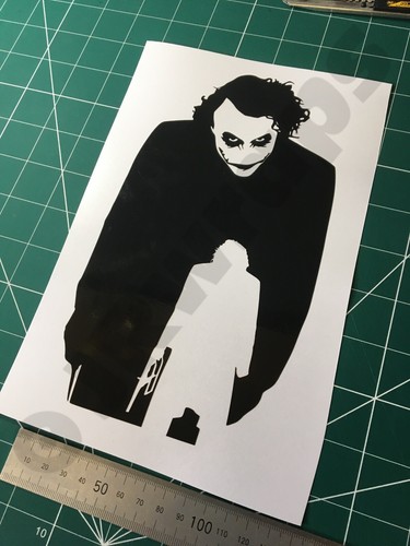 Pegatinas Joker Silhouette Calcomanías Coche Furgoneta Bicicleta Barco 220x125 mm Brillo Negro - Imagen 3 de 4