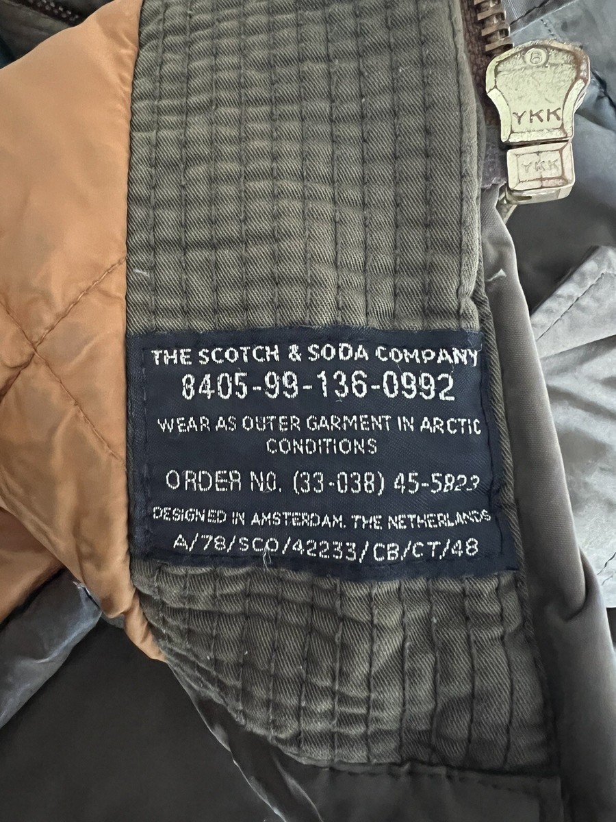 VINTAGE Scotch & Soda Men's SC&9 Olive Quilt Hooded Super Parka