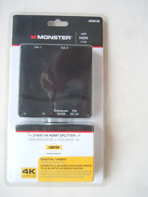 Monster Just Hook It Up HDMI Splitter JHIU0126 Black NEW Monster Just Hook It Up HDMI Splitter JHIU0126 Black NEW