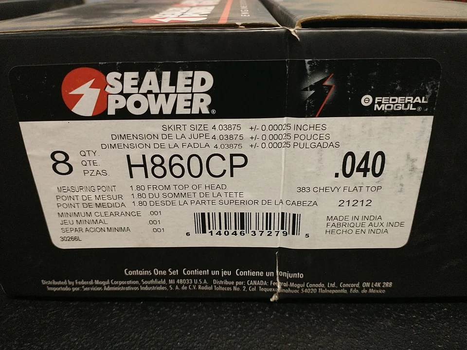 Speed Pro H860CP40 4.040 pistones de diámetro 5.7 varilla para Chevy 383 tapa plana bloque pequeño Foto 3 de 4