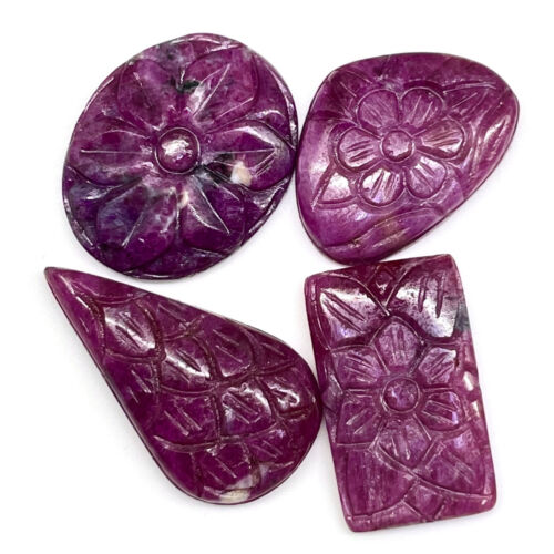 4 Pcs Natural Ruby Unheated Rare Moghul Carved Exclusive Gemstones Lot 60.20 Cts - Picture 13 of 15