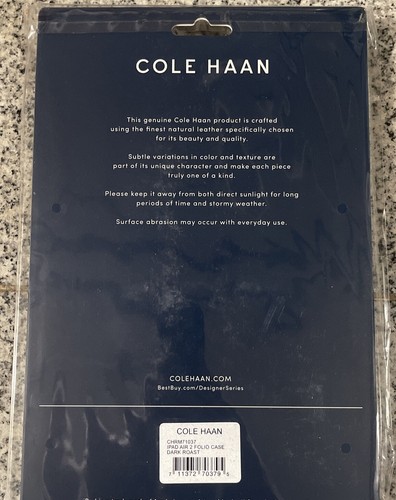 SEALED NEW Cole Haan Apple iPad Air 2 Dark Roast Brown Folio Case Carry Cover - Picture 2 of 2