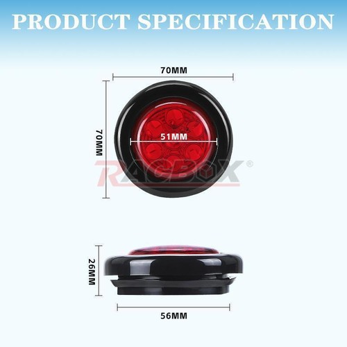 Amber/Red 2" Round 7-LED Side Marker Clearance Bullet Lights Truck Trailer Lamp - Picture 3 of 13