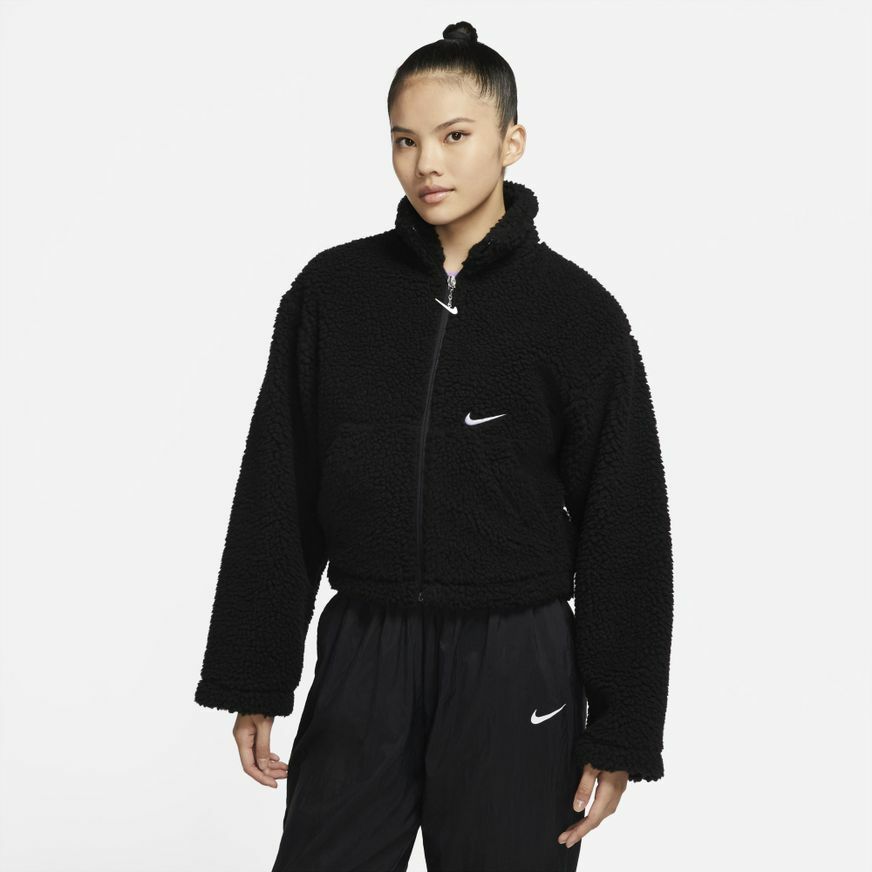 Nike DM1764-010 Sportswear Swoosh Sherpa Women's Jacket Black | eBay