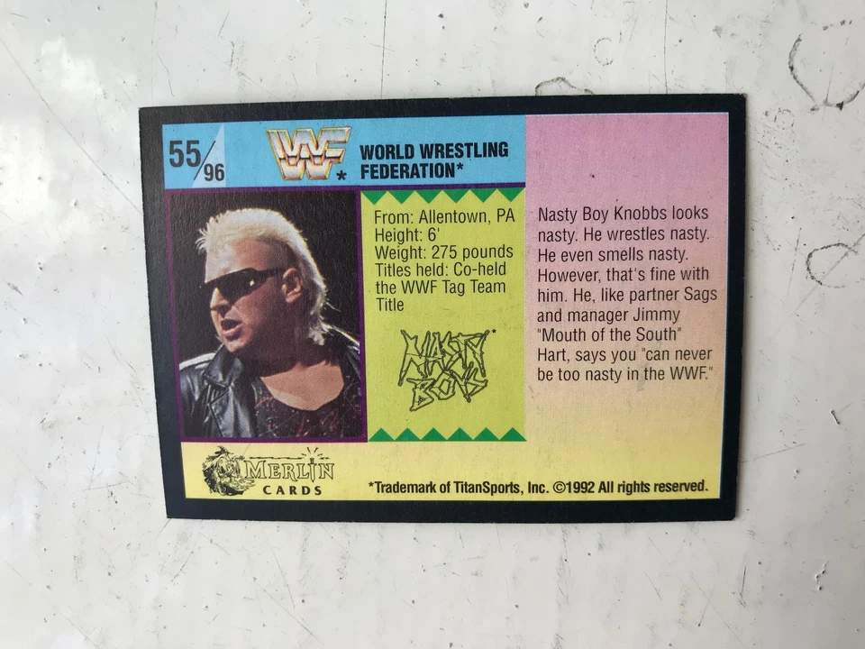 1992 WWF CLASSIC TRADING CARD GOLD SERIES- BRIAN KNOBBS #55 HASBRO WWE WRESTLING - Image 2 of 2