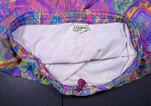 VTG 1990s LL Bean 100% Nylon Kids Aztec Multicolor Lined Swim Trunks XL USA Made - Picture 4 of 7